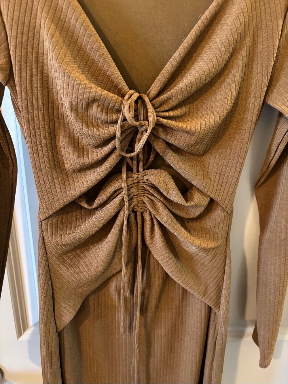 Significant Other Brown Ribbed Marie Dress Size 2 NWOT-minimalist,y2k,longsleeve - Picture 5 of 11